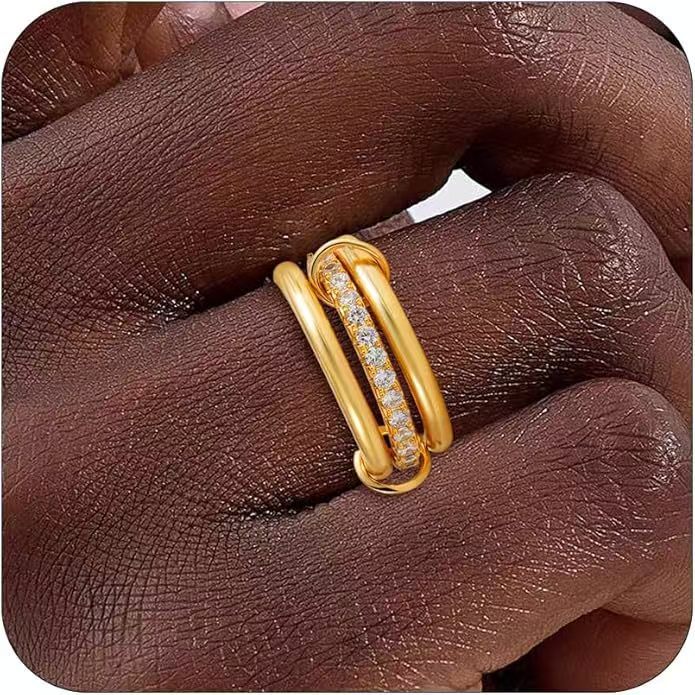 Gold and silver four-ring ring
