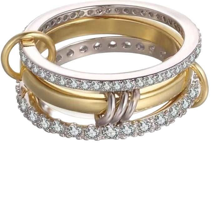 Gold and silver four-ring ring