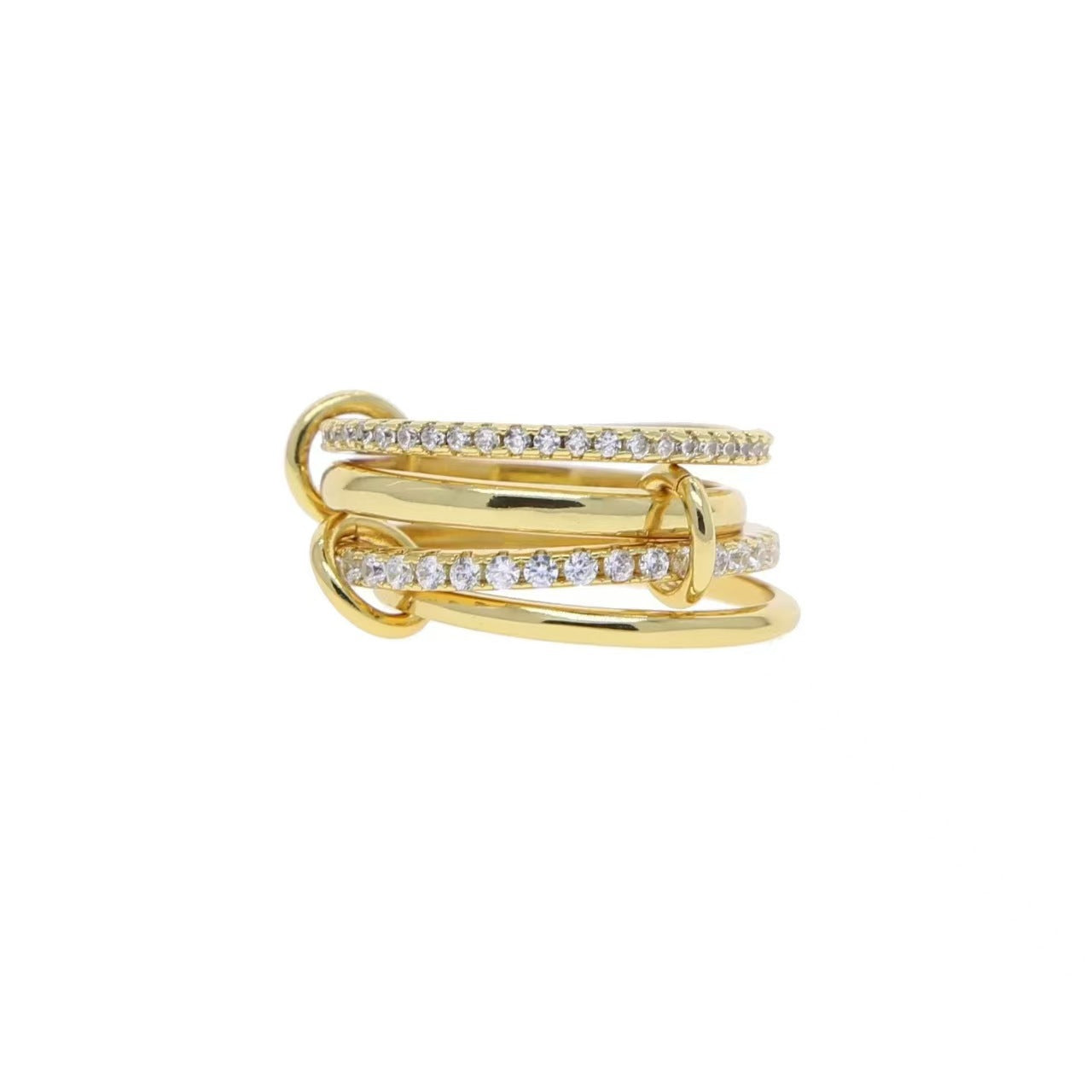 Gold and silver four-ring ring