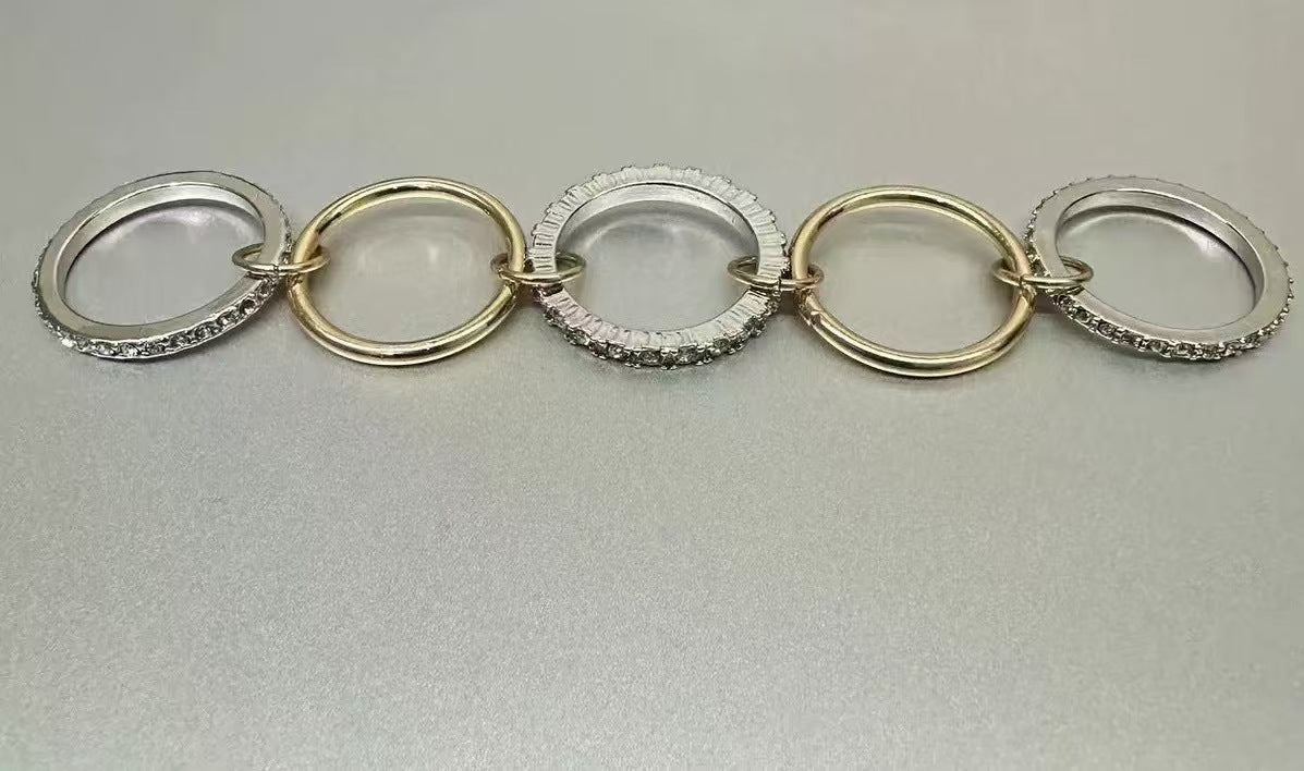 Gold and silver four-ring ring