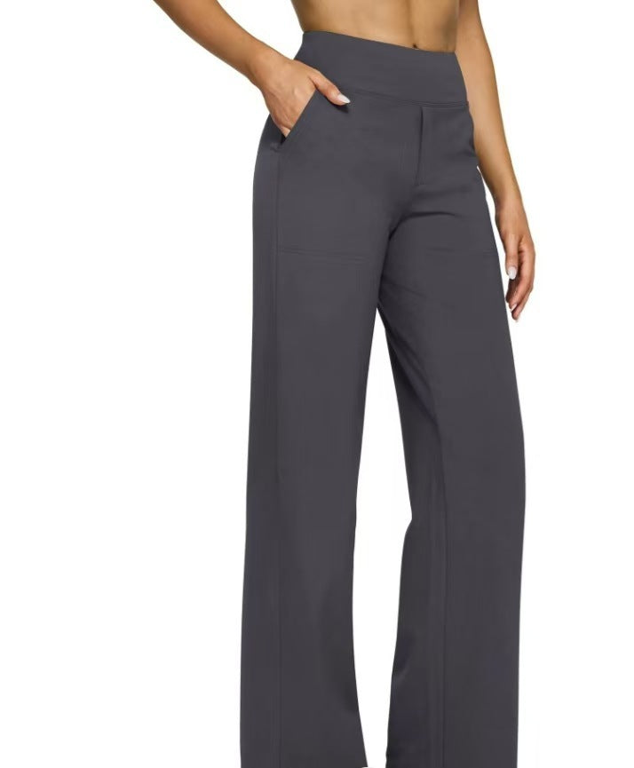 Loose Pocket Knit Straight High Waist Yoga Pants