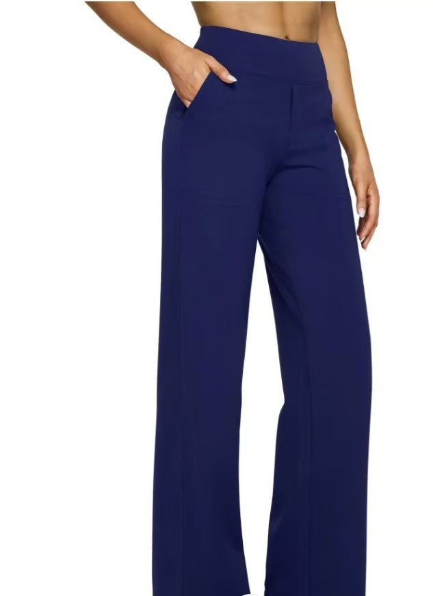 Loose Pocket Knit Straight High Waist Yoga Pants