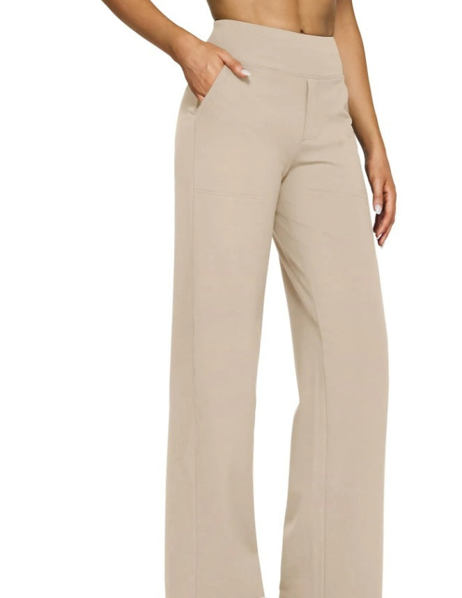 Loose Pocket Knit Straight High Waist Yoga Pants