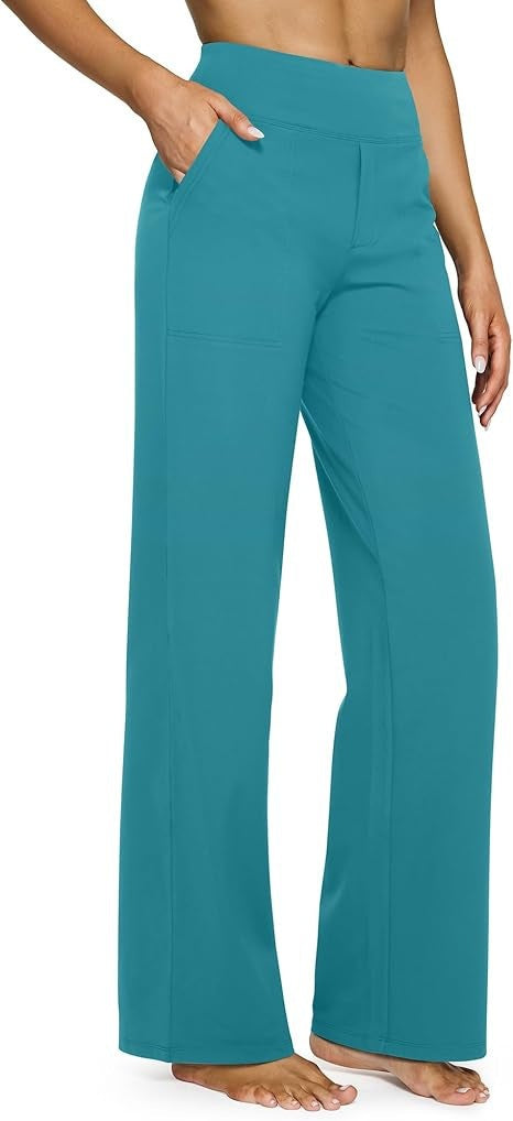 Loose Pocket Knit Straight High Waist Yoga Pants
