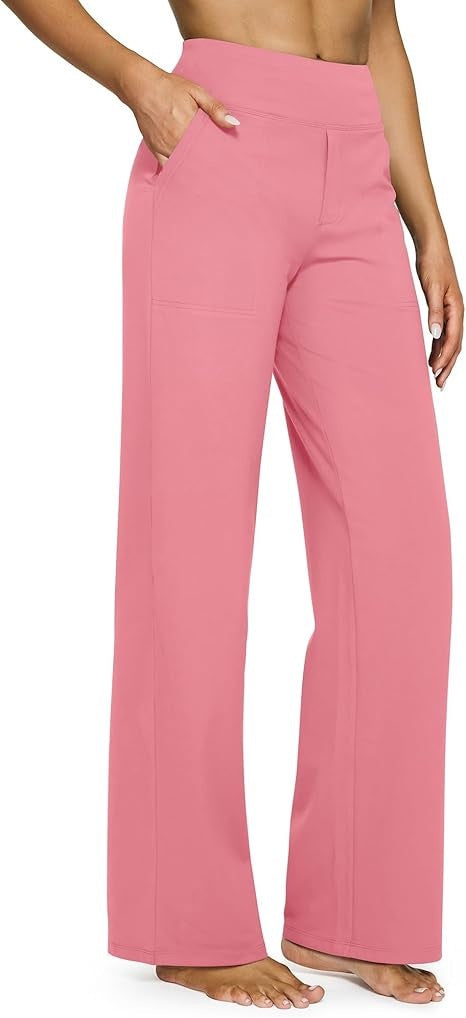 Loose Pocket Knit Straight High Waist Yoga Pants