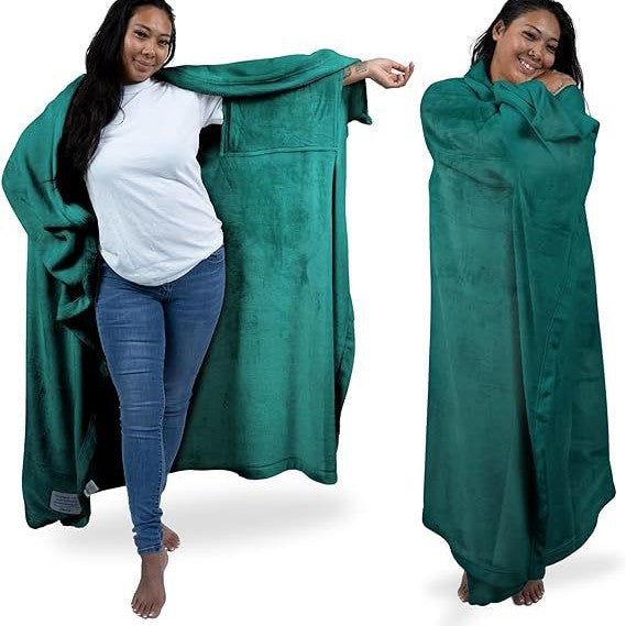 Wearable Blanket Flannel Polar Fleece Wearable Hooded Blanket Hoodie