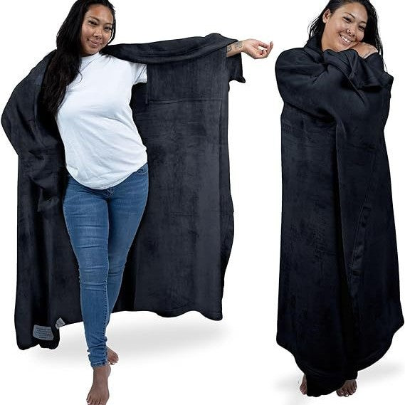 Wearable Blanket Flannel Polar Fleece Wearable Hooded Blanket Hoodie