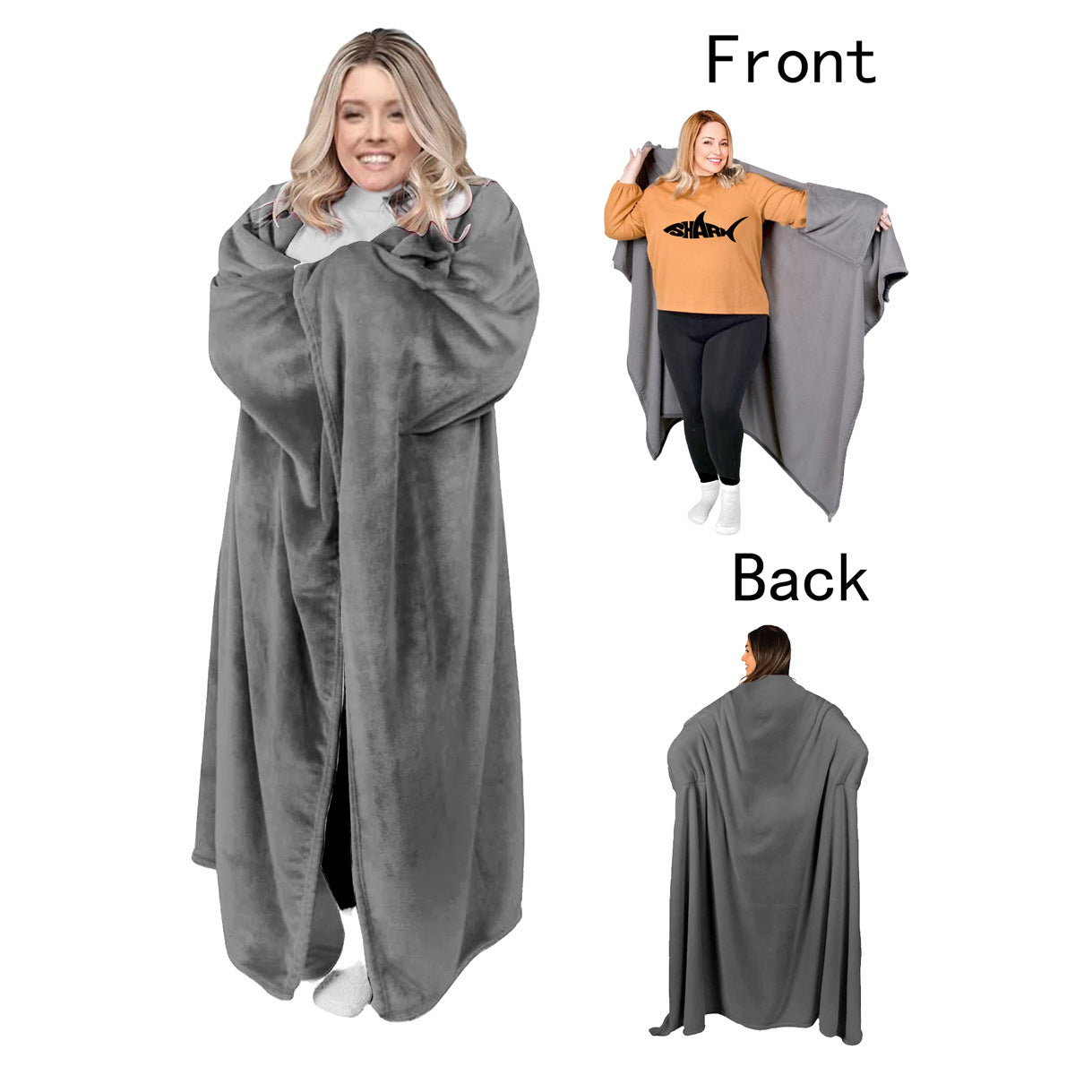 Wearable Blanket Flannel Polar Fleece Wearable Hooded Blanket Hoodie