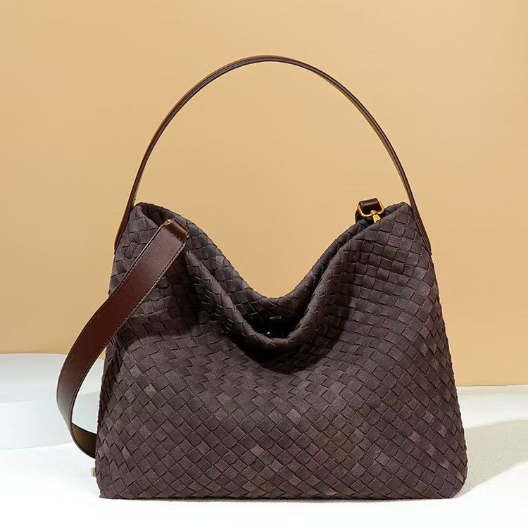 women's handmade woven bucket bag