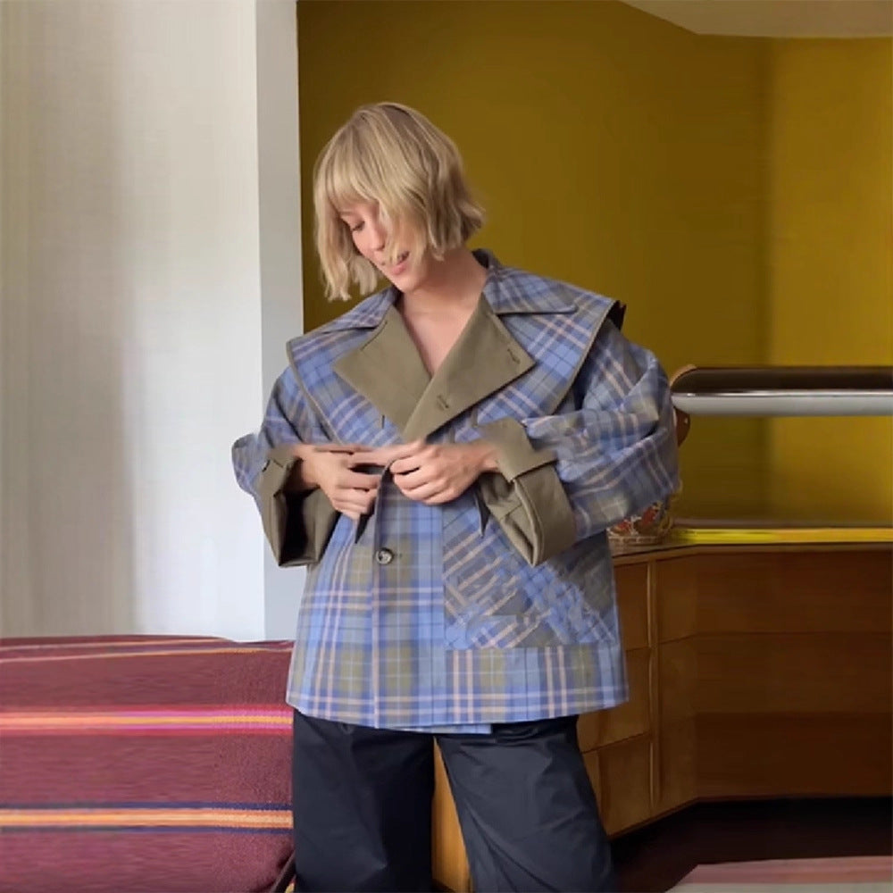 Reversible button-down loose trench coat