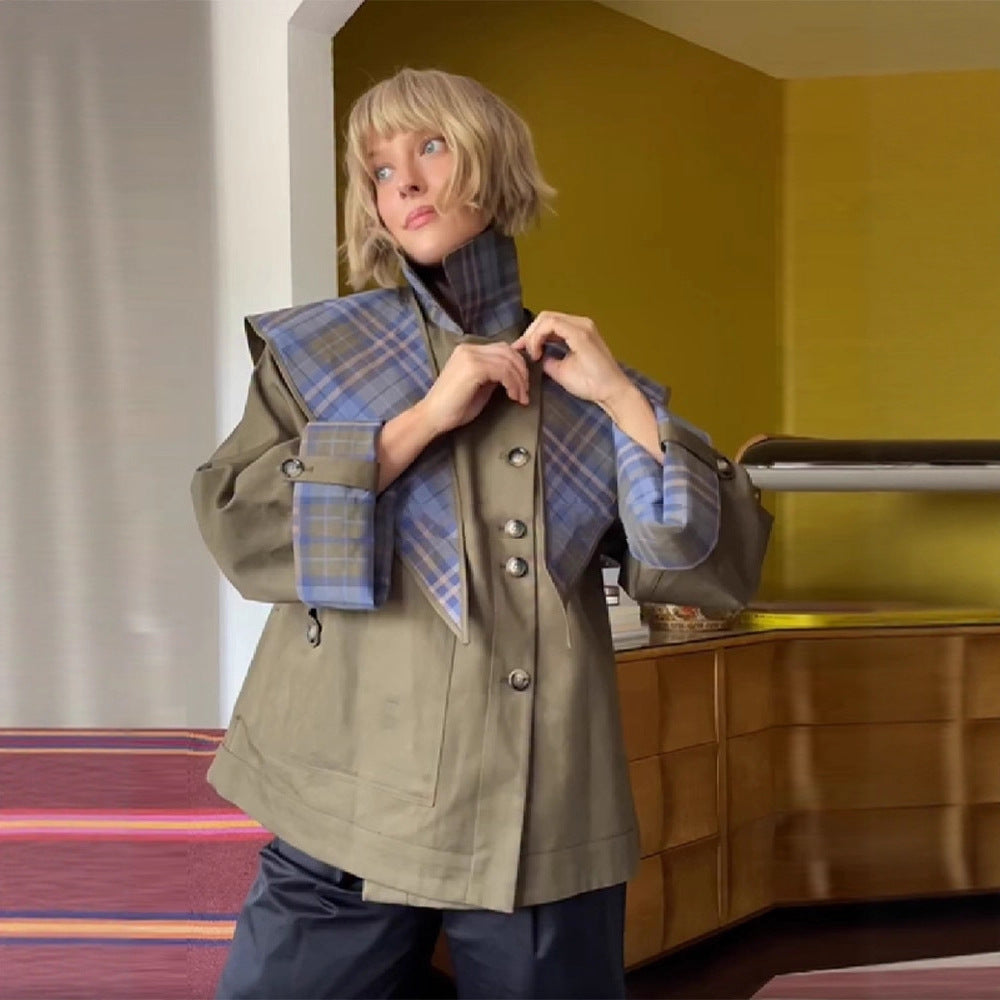 Reversible button-down loose trench coat