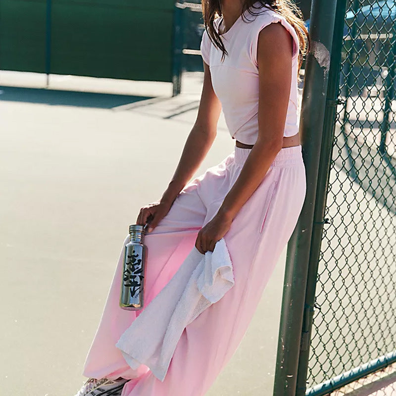 Sleeveless top and sweatpants with pockets sportswear set