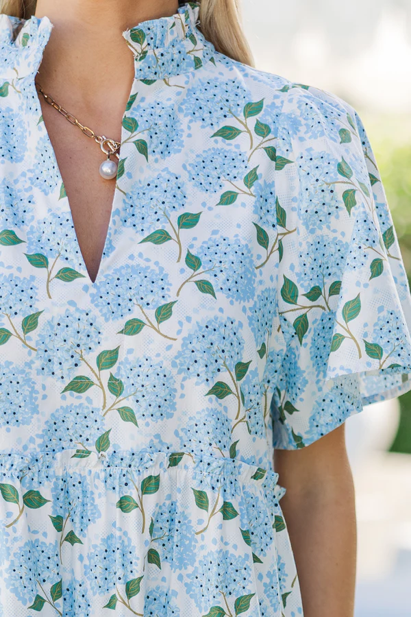 Light Blue Floral Midi Dress