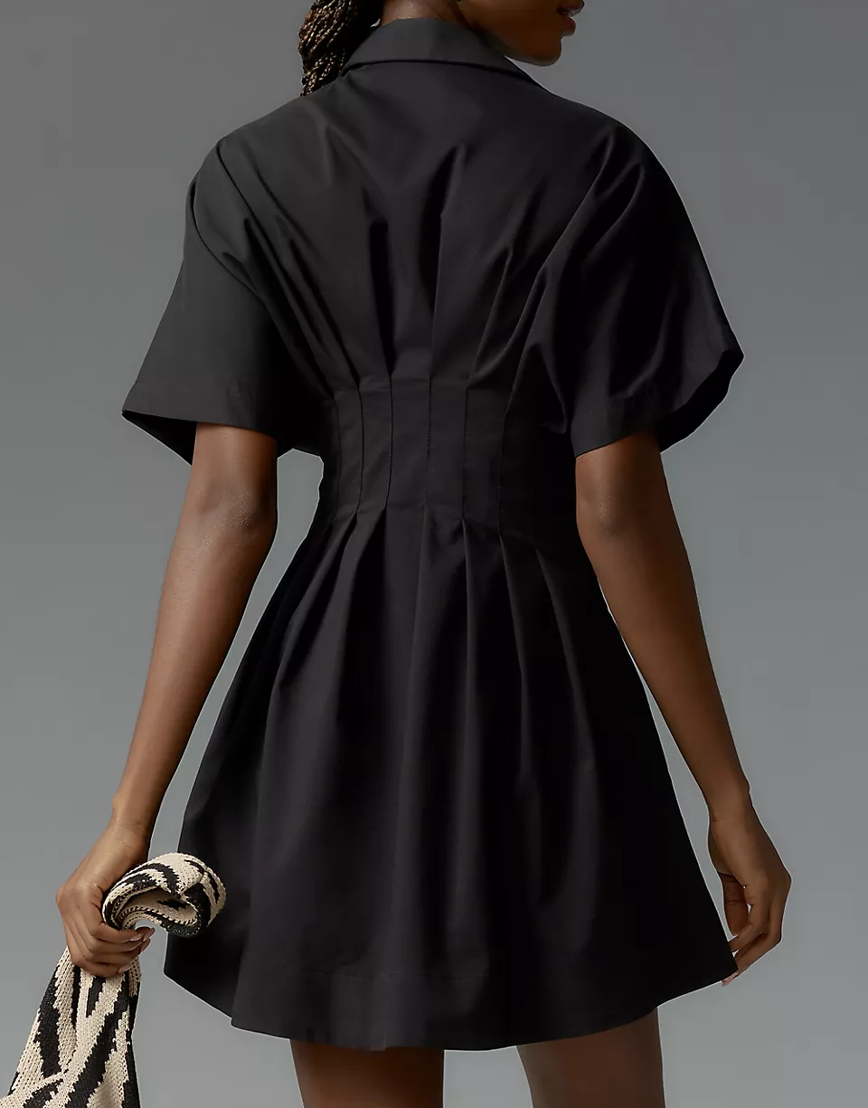 Pleated Mini Shirt Dress