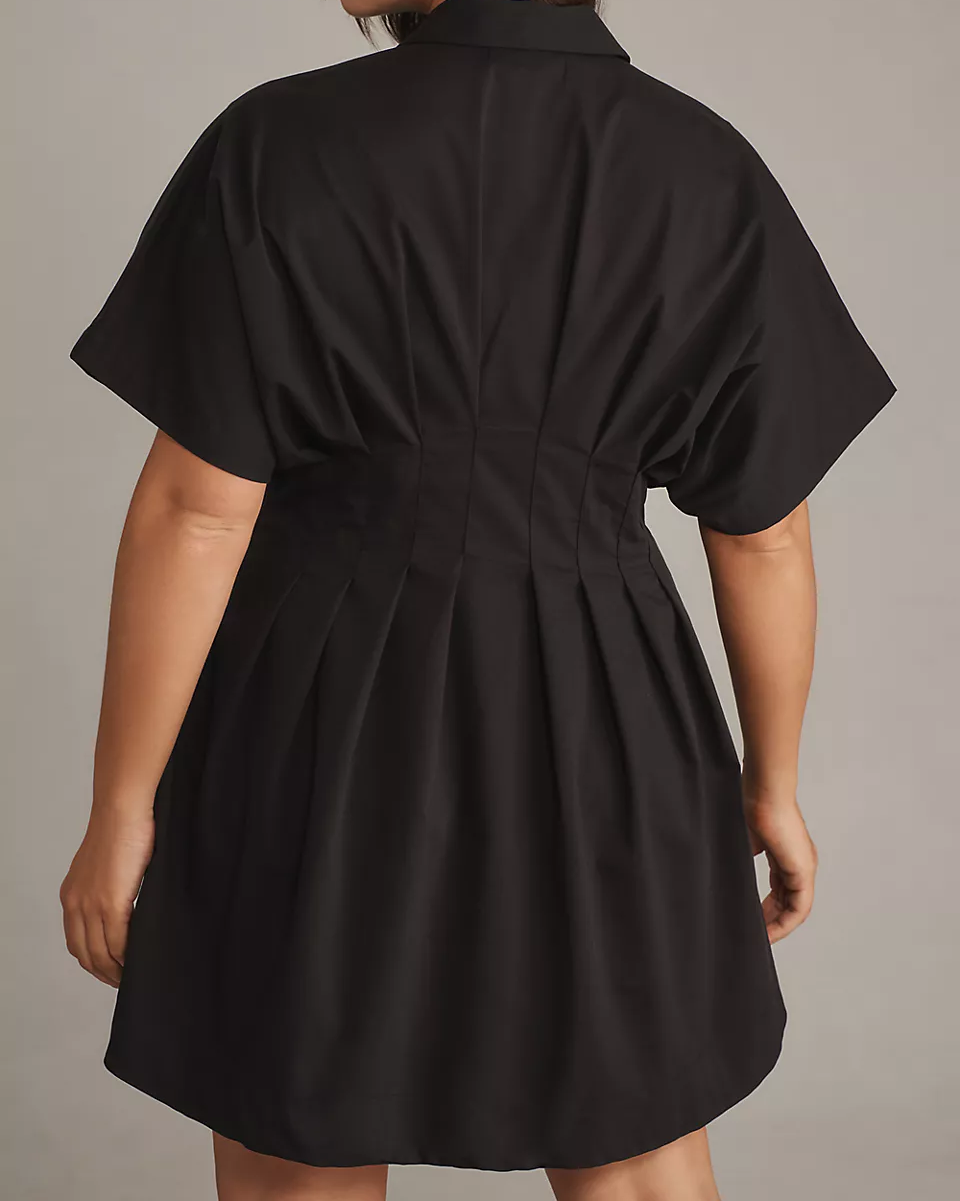 Pleated Mini Shirt Dress