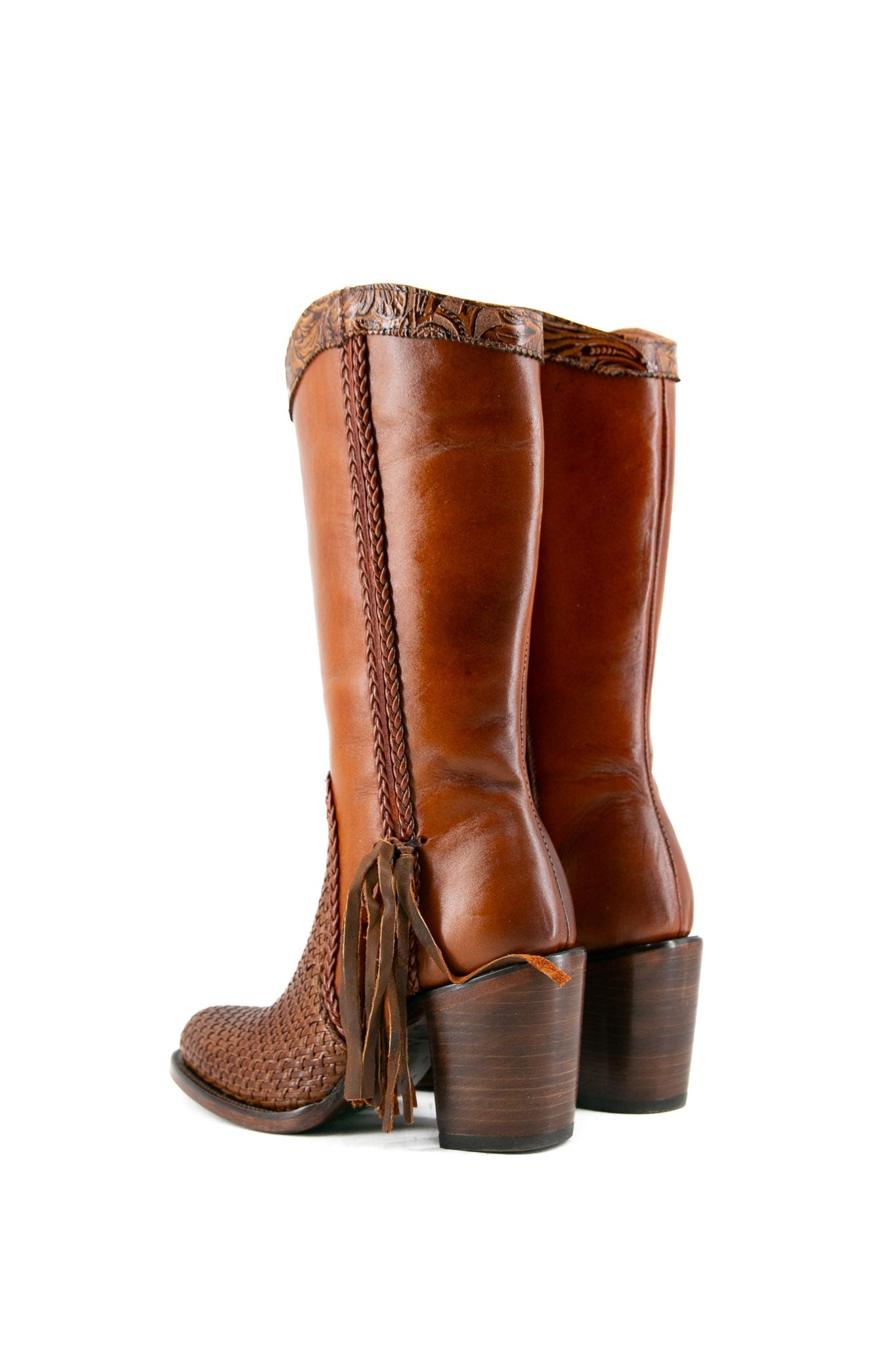 Woven Midi Round Toe Cowgirl Boot
