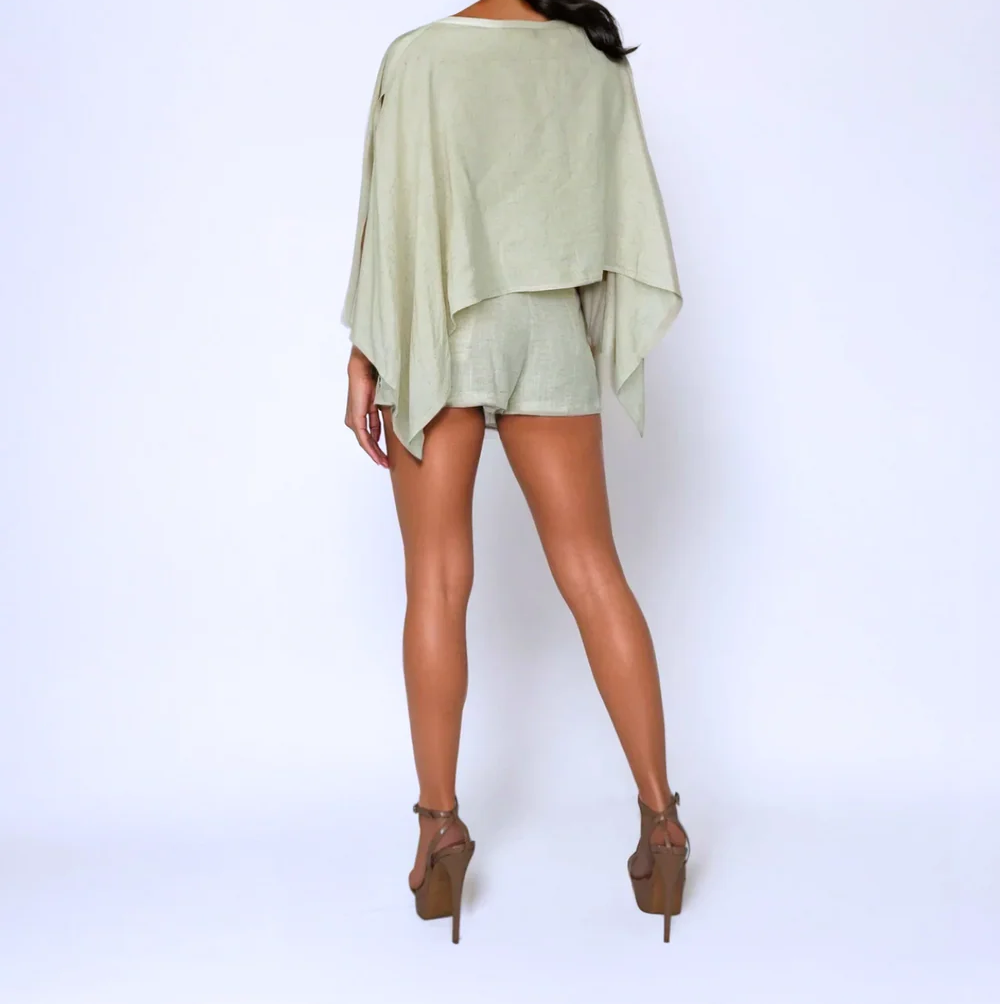 Linen Cape Top with Multiple Wear Styles