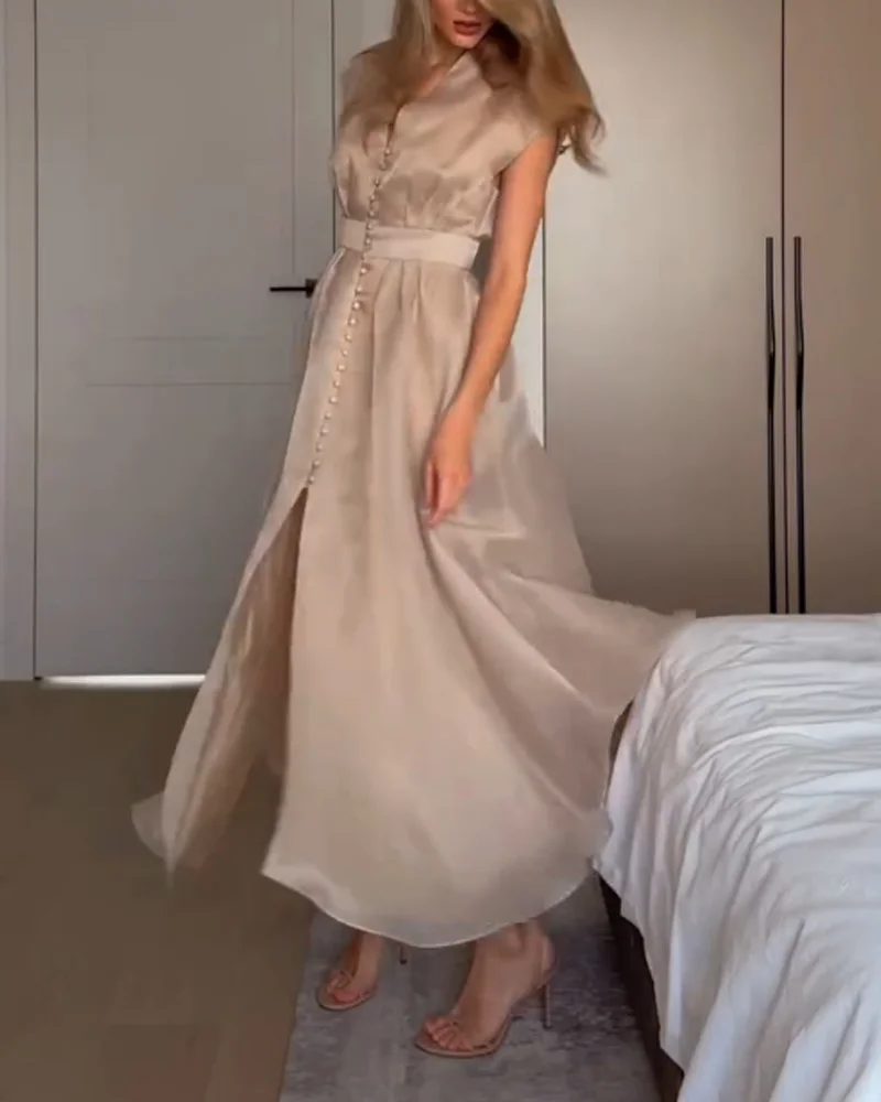 Organza V-neck dress