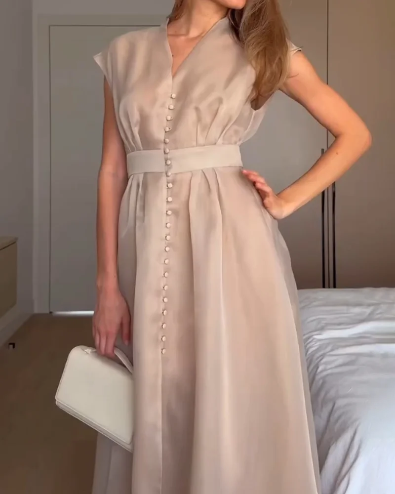 Organza V-neck dress