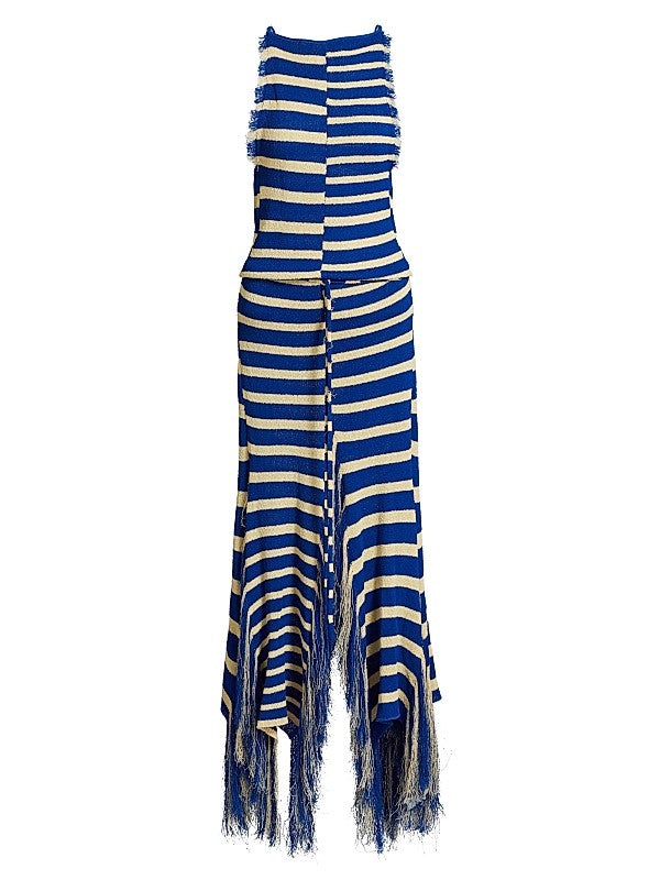 Stripe Fringed Knit Dress