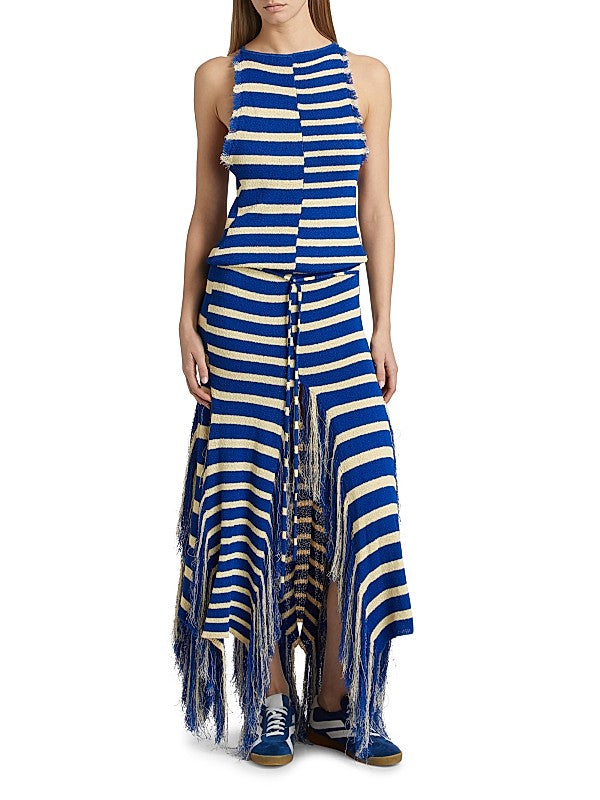 Stripe Fringed Knit Dress