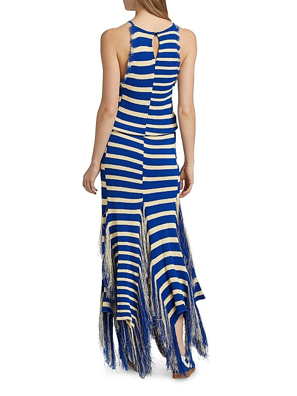Stripe Fringed Knit Dress
