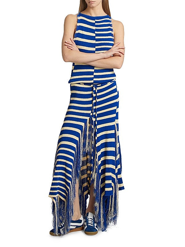 Stripe Fringed Knit Dress