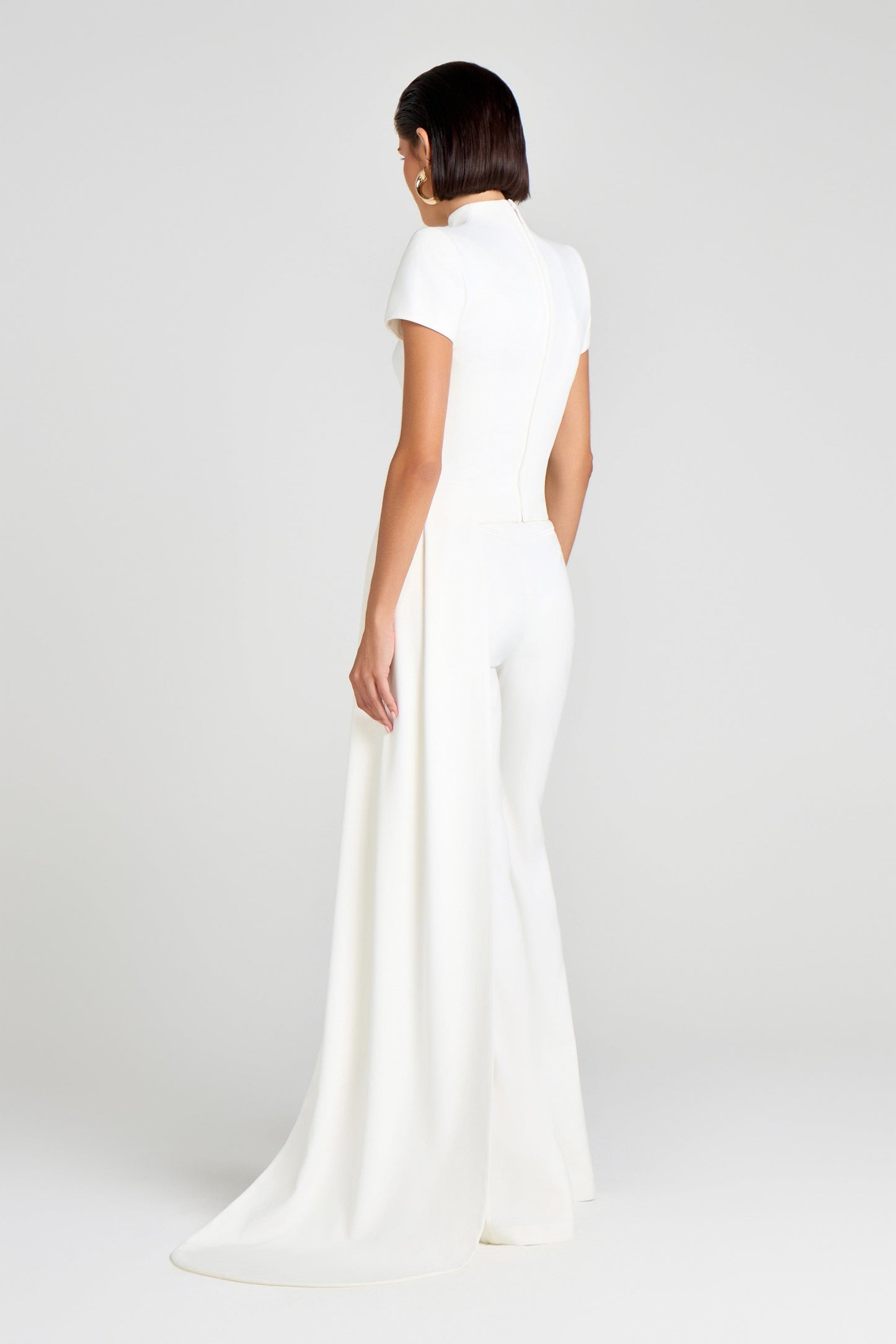 Asymmetrical floor-length top + pants set