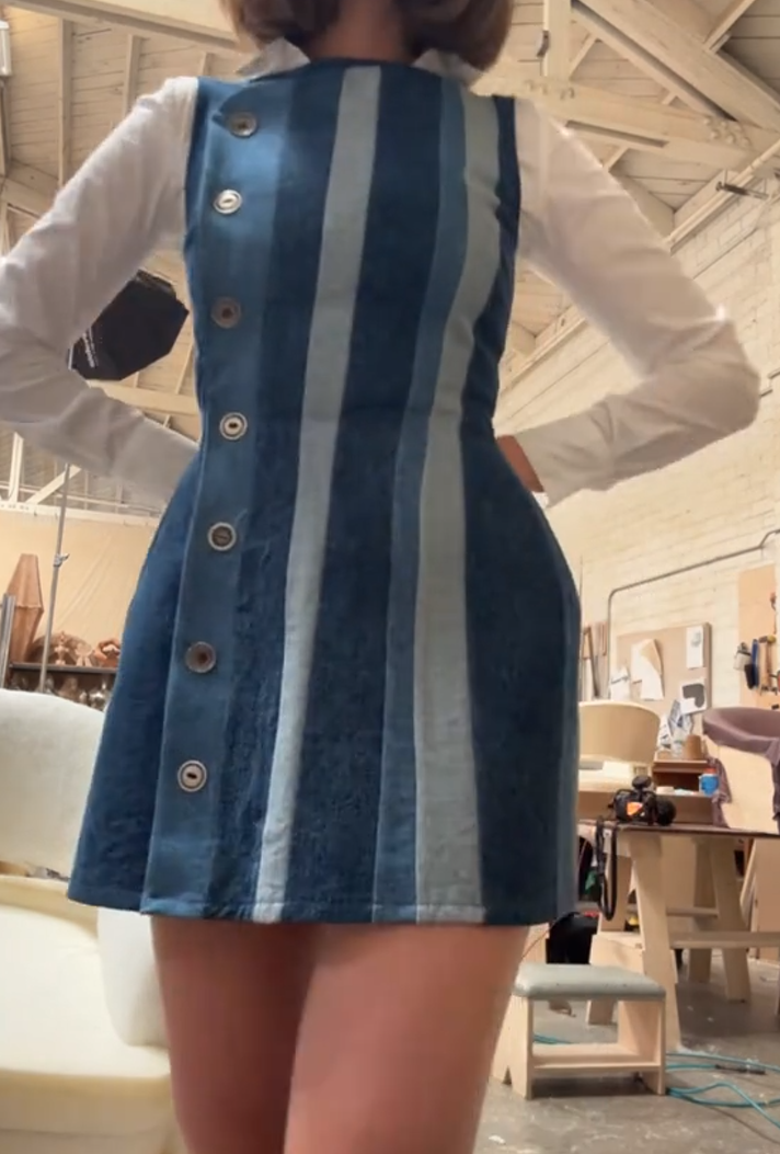 Denim panelled vest dress