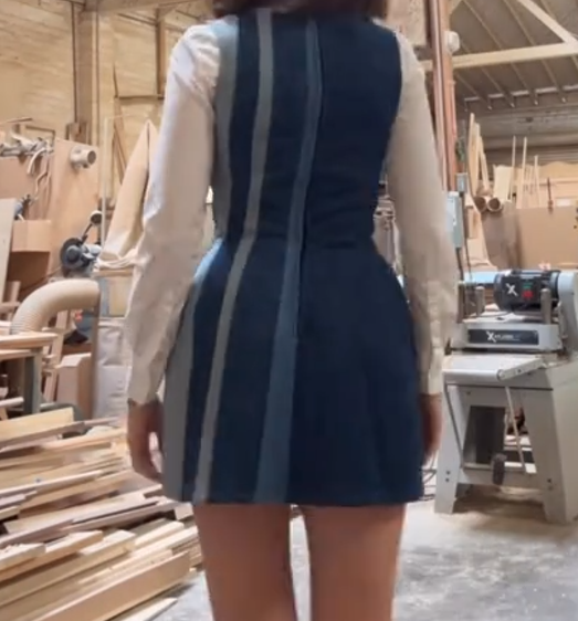 Denim panelled vest dress
