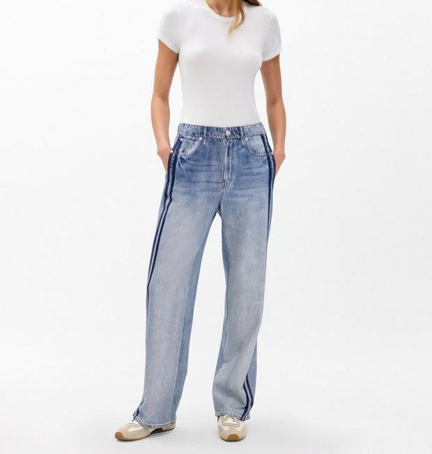 Side stripe soft jeans