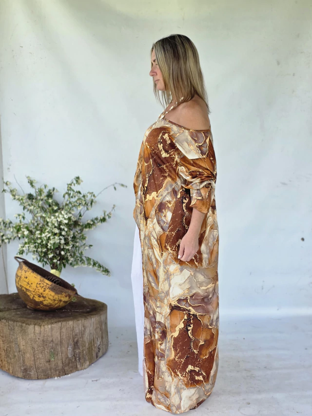 Irregular print silk tunic