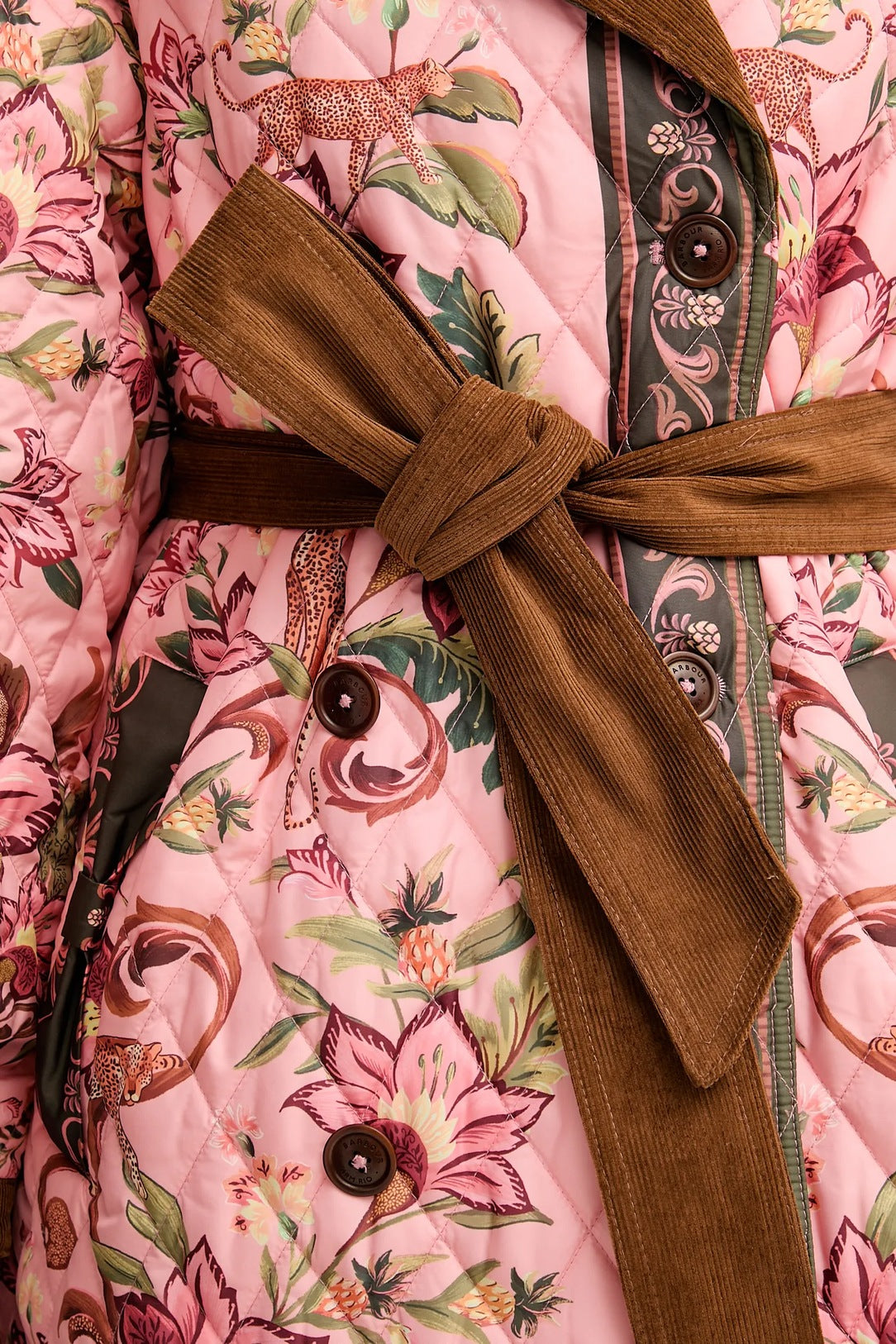 Quilted belted long coat