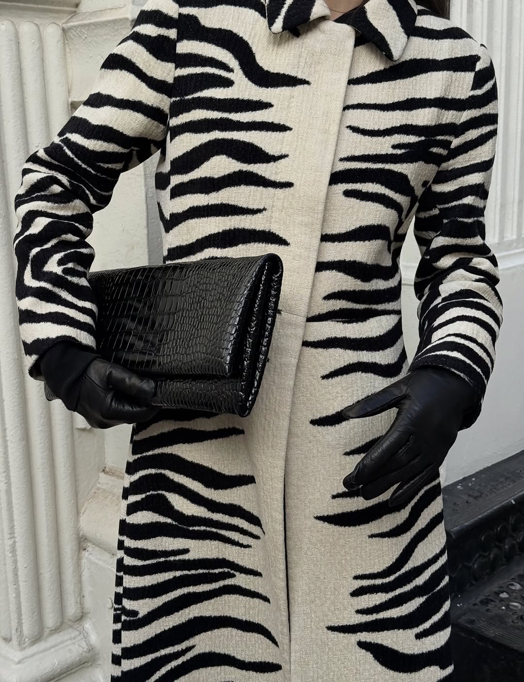 Zebra-stripe Chenille Coat