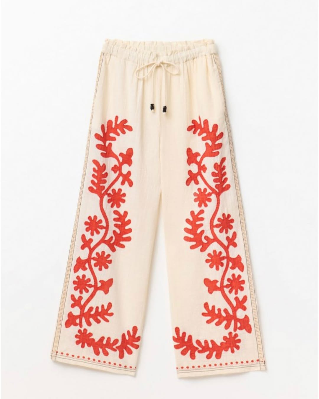 Linen blended printed wide-leg pants + thin strap top two-piece set