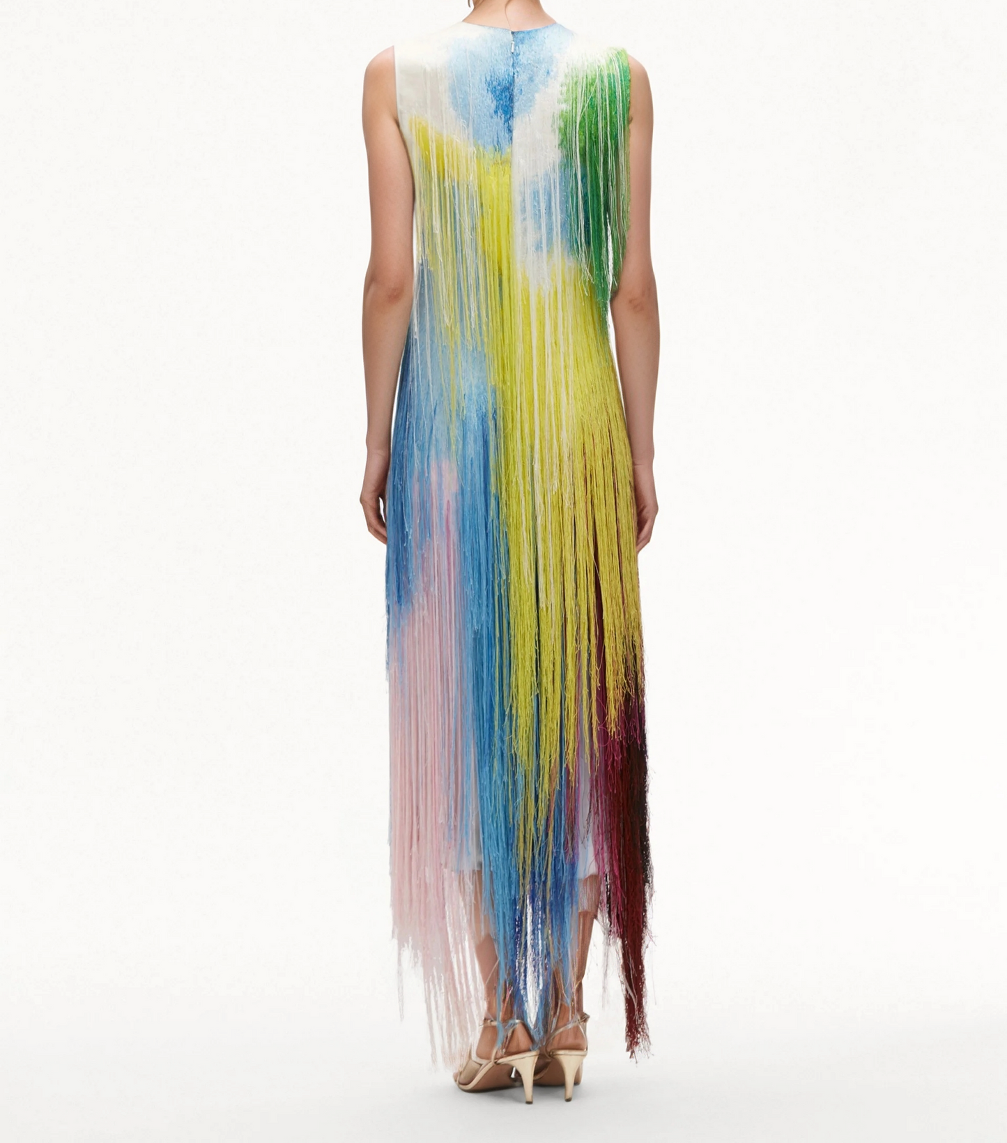 Abstract Brushstroke Fringe Cocktail Dress