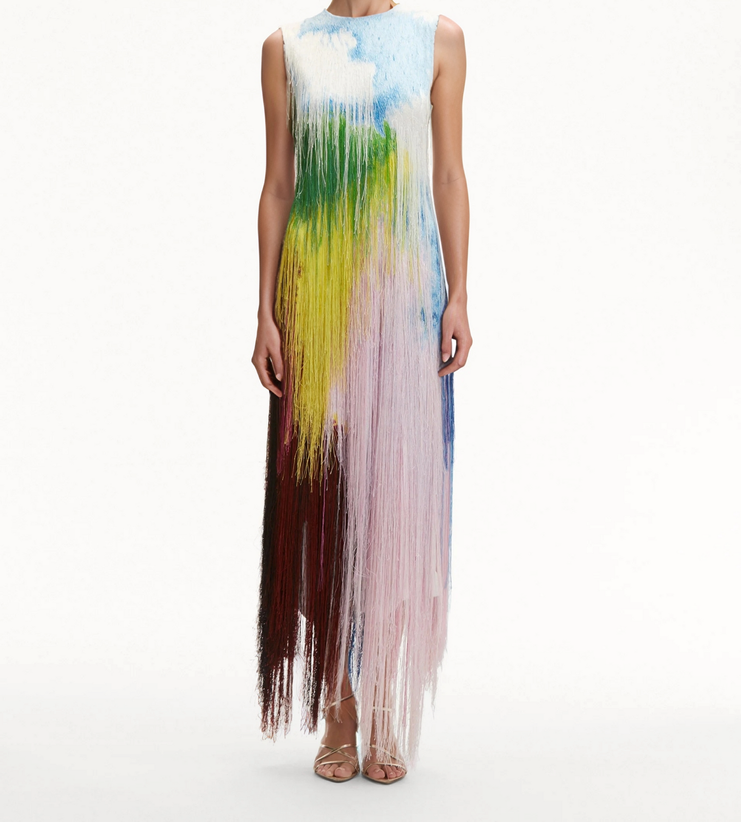 Abstract Brushstroke Fringe Cocktail Dress