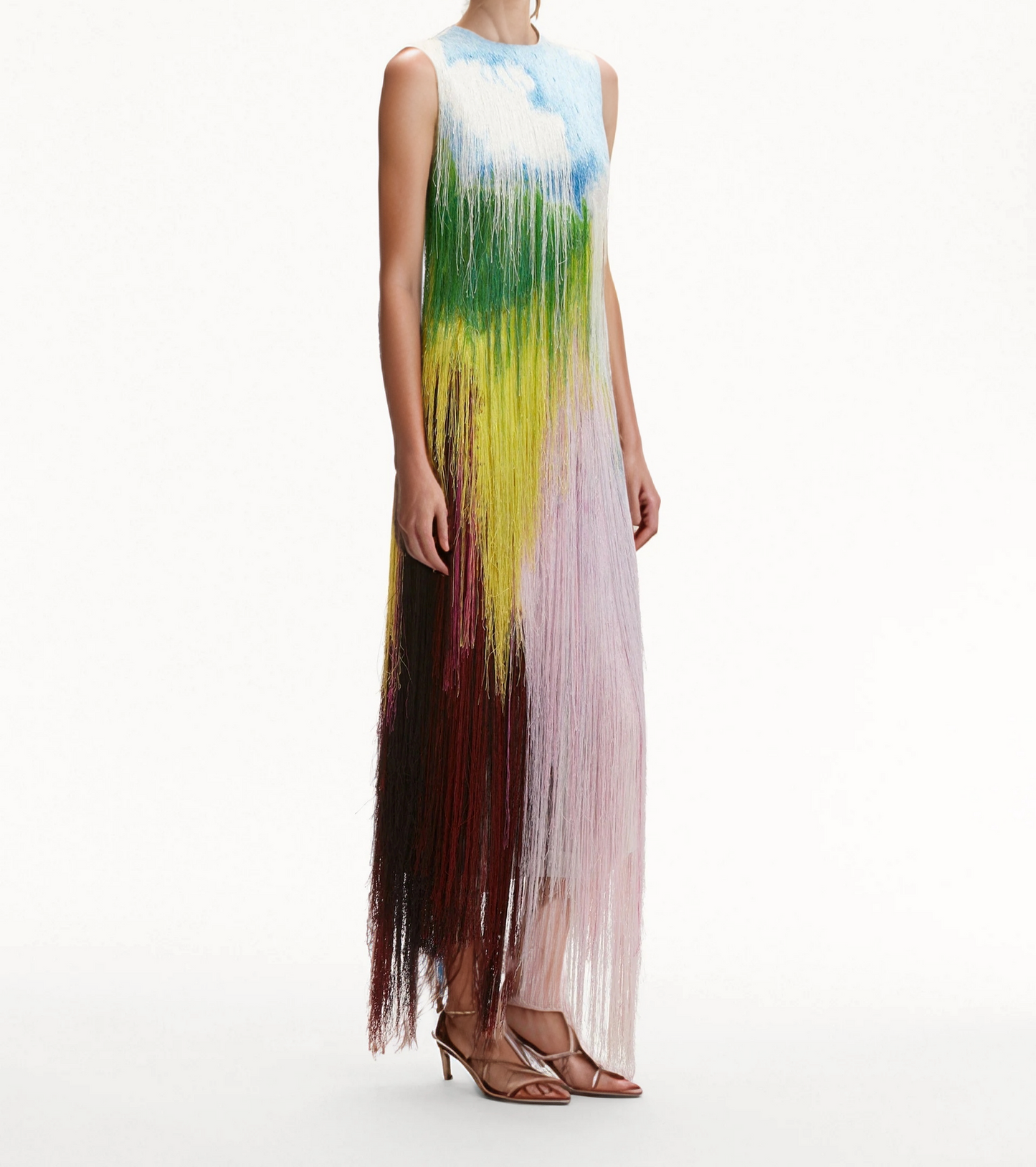Abstract Brushstroke Fringe Cocktail Dress