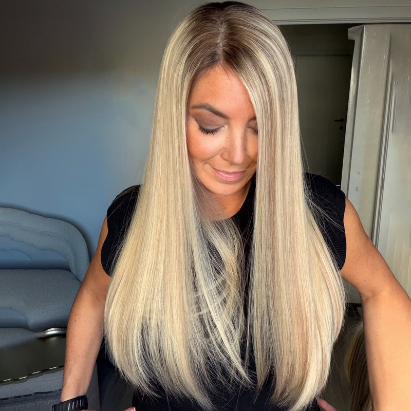 Root Gradient Blonde Straight Long Wig