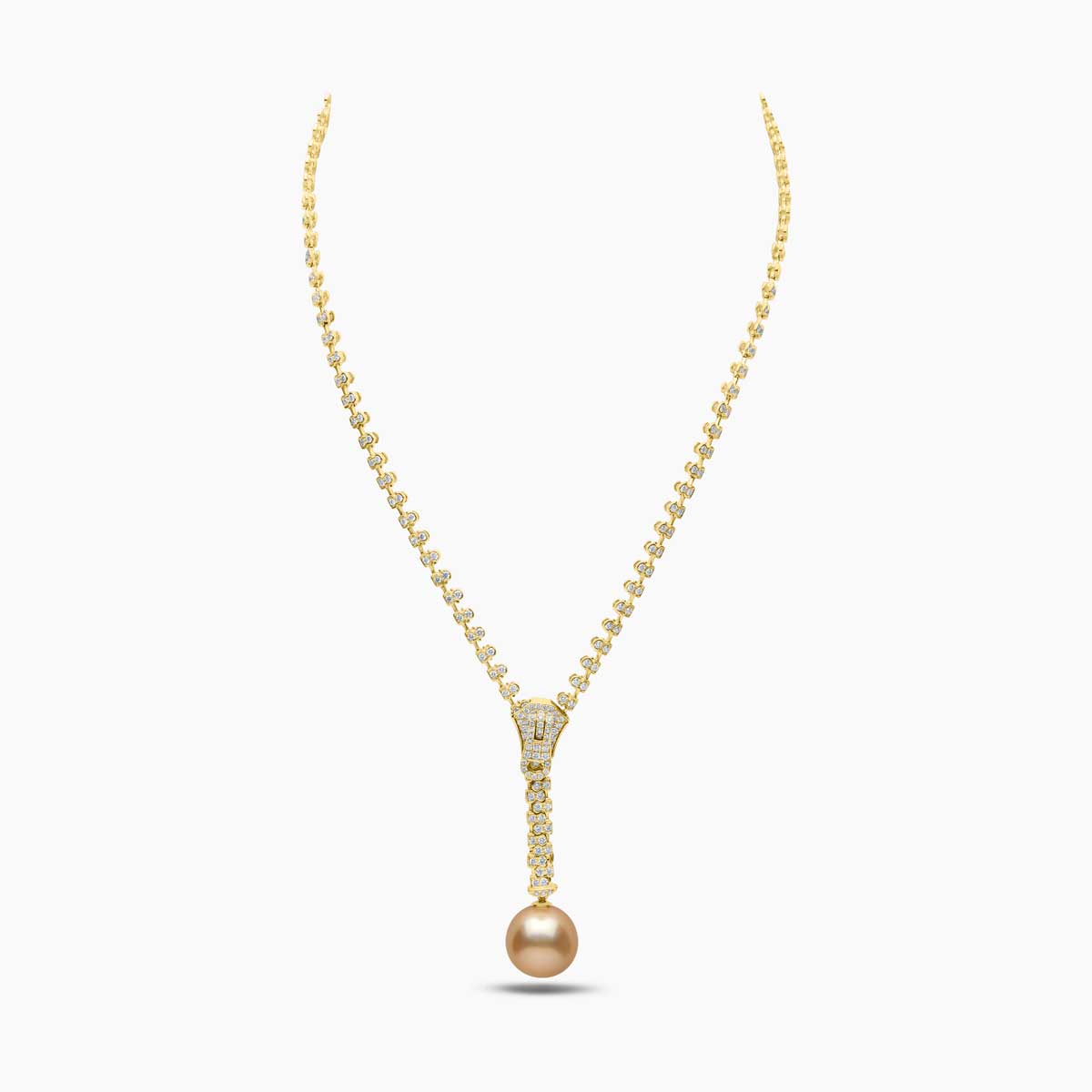 Pearl and Diamond Zipper Necklace