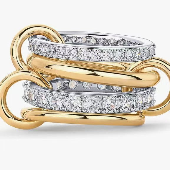 Gold and silver four-ring ring