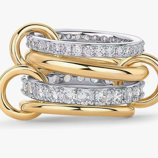 Gold and silver four-ring ring