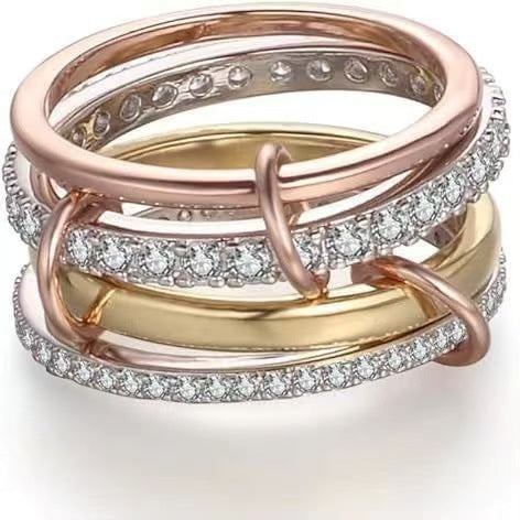 Gold and silver four-ring ring