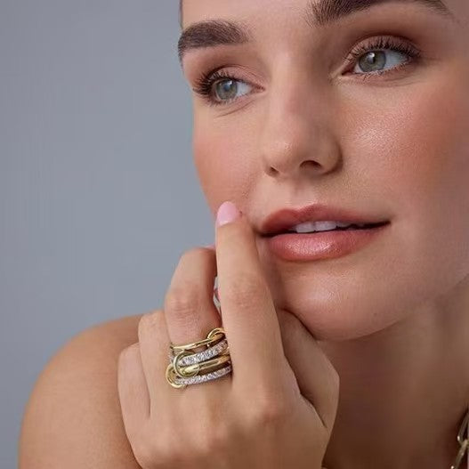 Gold and silver four-ring ring