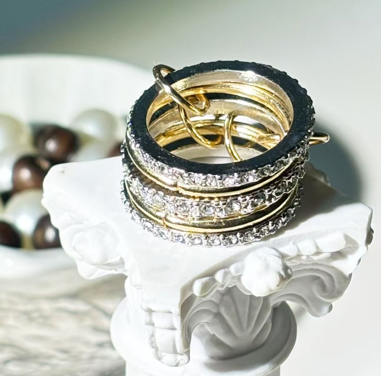 Gold and silver four-ring ring