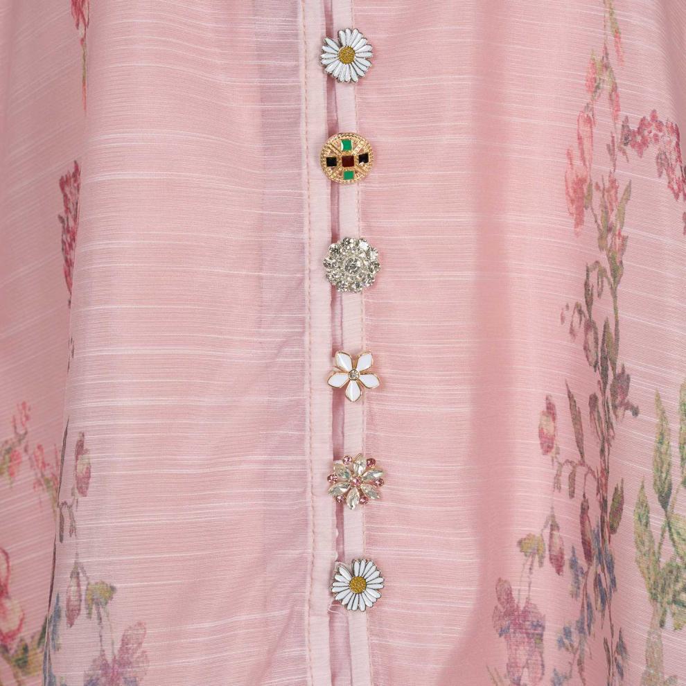 Stand collar pattern button design long dress