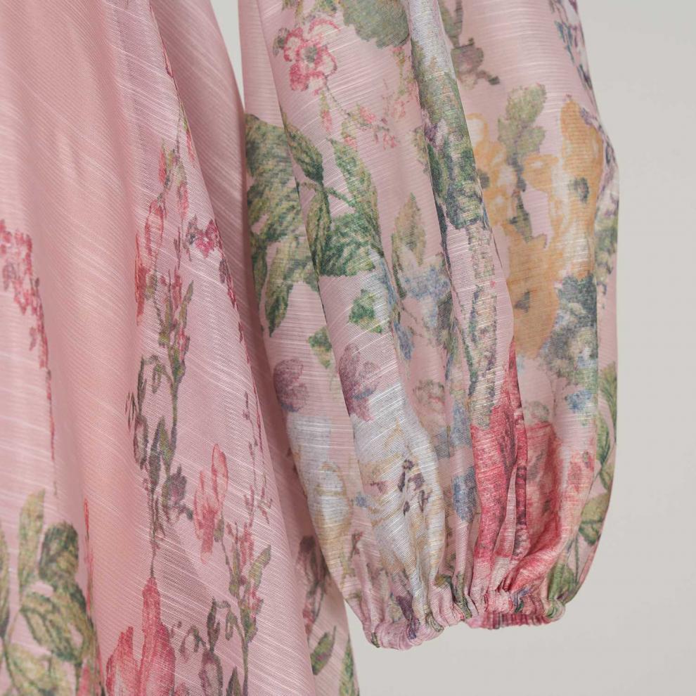 Stand collar pattern button design long dress