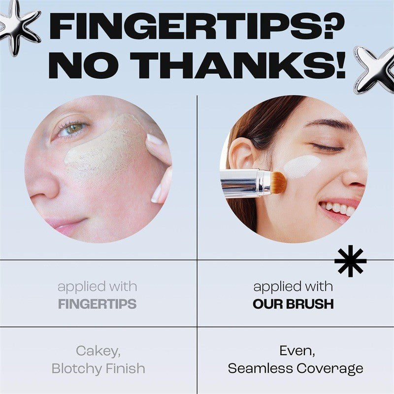 Medium to Full Coverage Dewy Finish Base Makeup - Dual-Ended with Detachable Brush