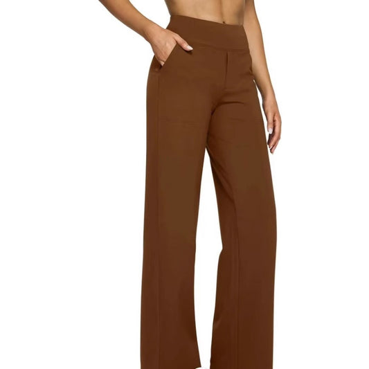 Loose Pocket Knit Straight High Waist Yoga Pants