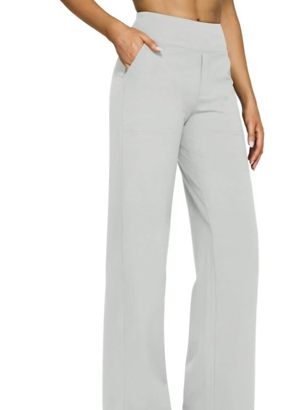 Loose Pocket Knit Straight High Waist Yoga Pants